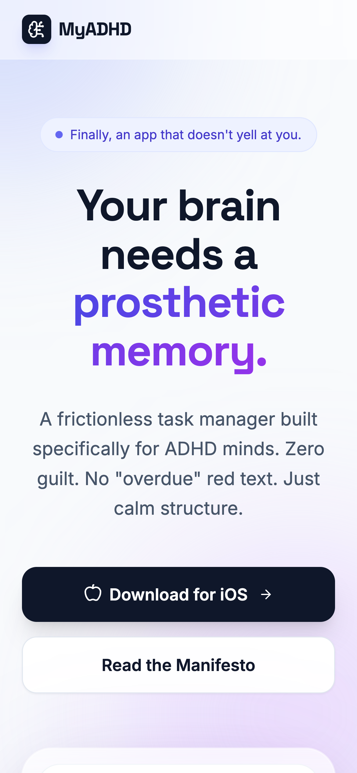 MyADHD landing page